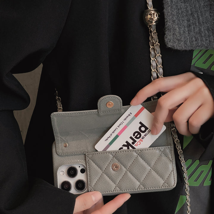 Luxury Crossbody Wallet iPhone Case with Chain Strap