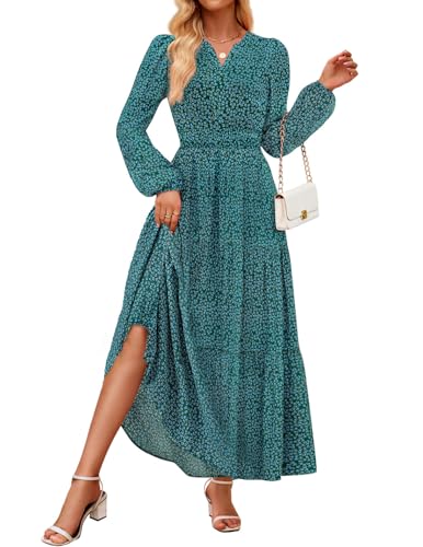 Luxuii Floral Print V Neck Empire Waist A Line Tiered Boho Dresses