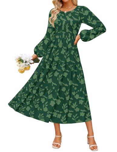 Luxuii Boho Floral Casual Crewneck Flowy Wedding Guest Dresses