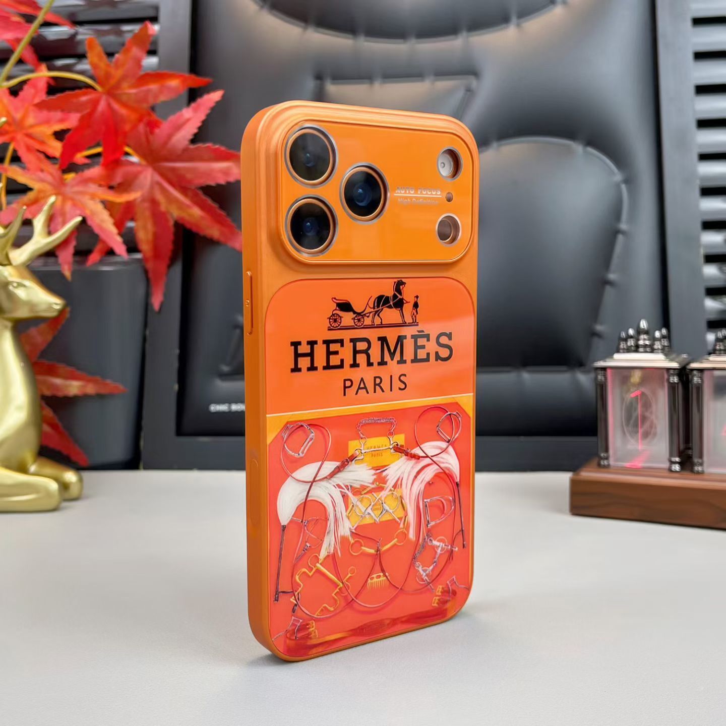 Luxury Orange Horse Carriage MagSafe Phone Case