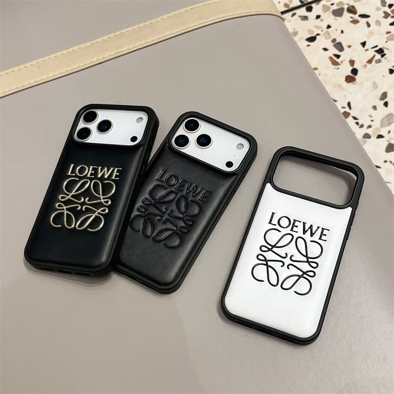 Luxury Inspired Leather iPhone Case with Embossed Anagram Logo