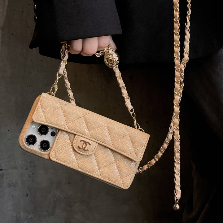 Luxury Crossbody Wallet iPhone Case with Chain Strap