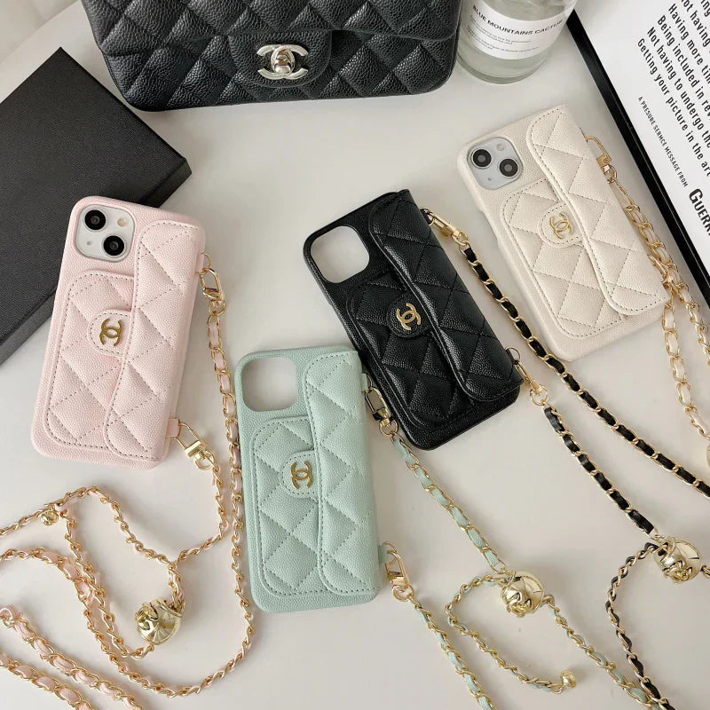 Luxury Crossbody Wallet iPhone Case with Chain Strap