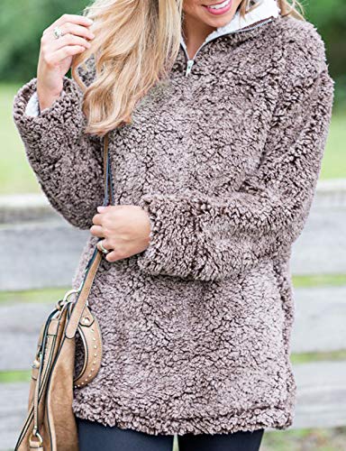 Luxuii Zipper Sherpa Fleece Sweatshirt Pullover