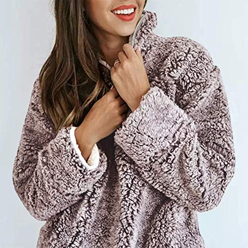 Luxuii Zipper Sherpa Fleece Sweatshirt Pullover