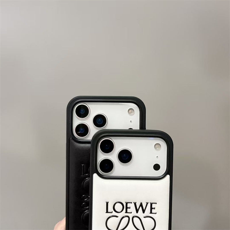 Luxury Inspired Leather iPhone Case with Embossed Anagram Logo