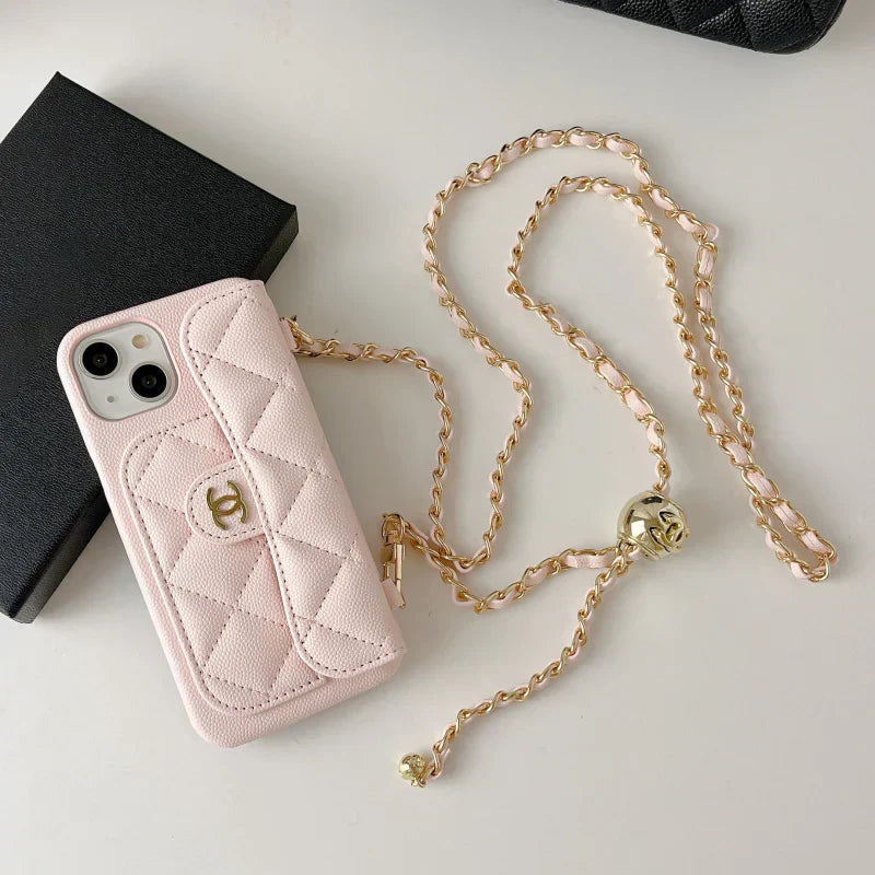 Luxury Crossbody Wallet iPhone Case with Chain Strap