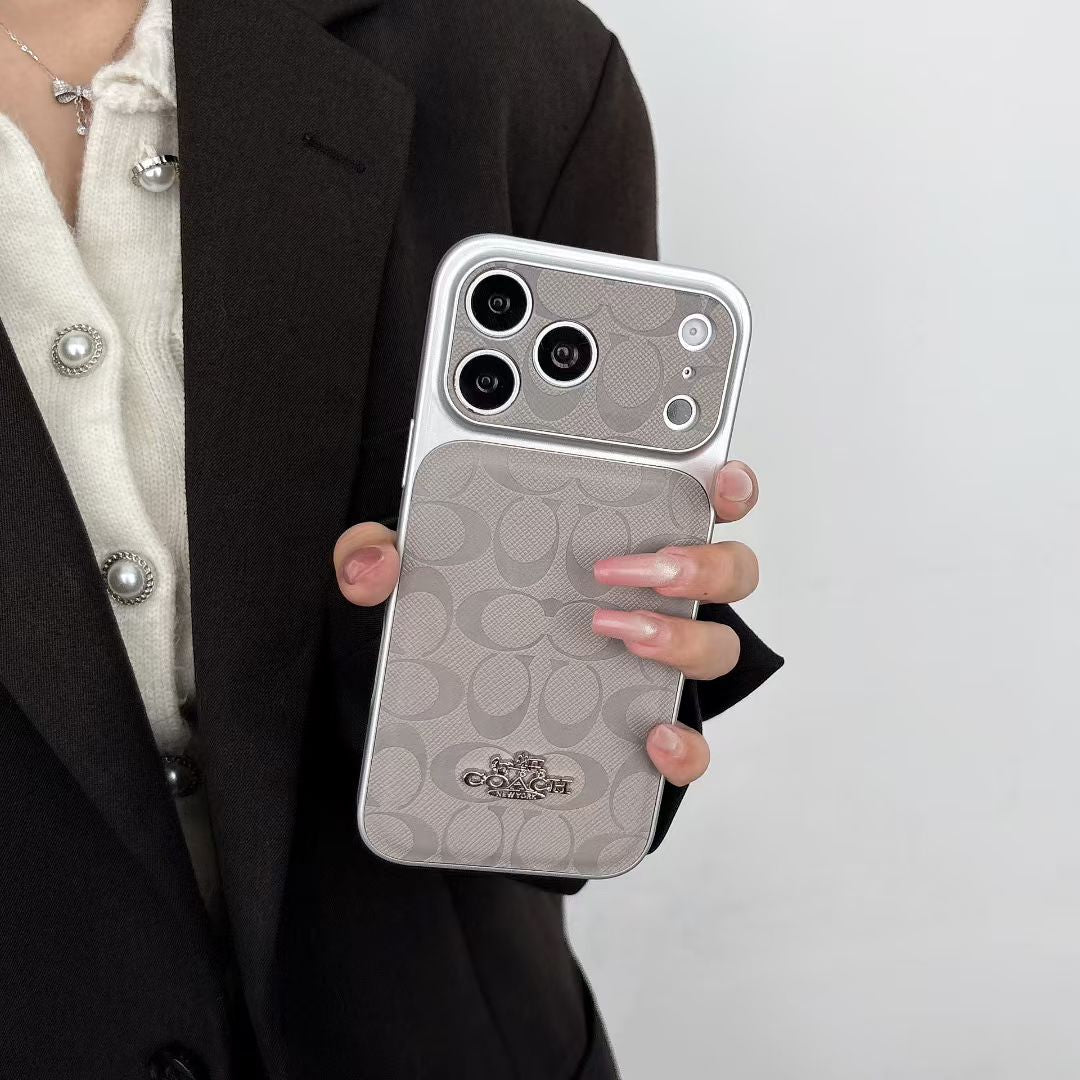 Luxury Monogram Protective iPhone Case – Designer Leather Finish