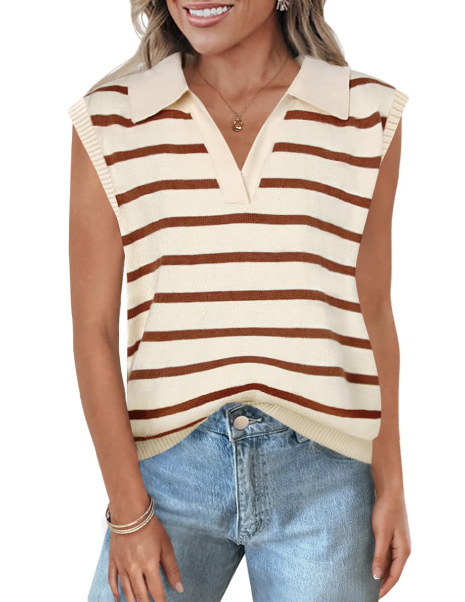 Luxuii Women's 2024 V-Neck Sleeveless Ribbed Knit Tank Top