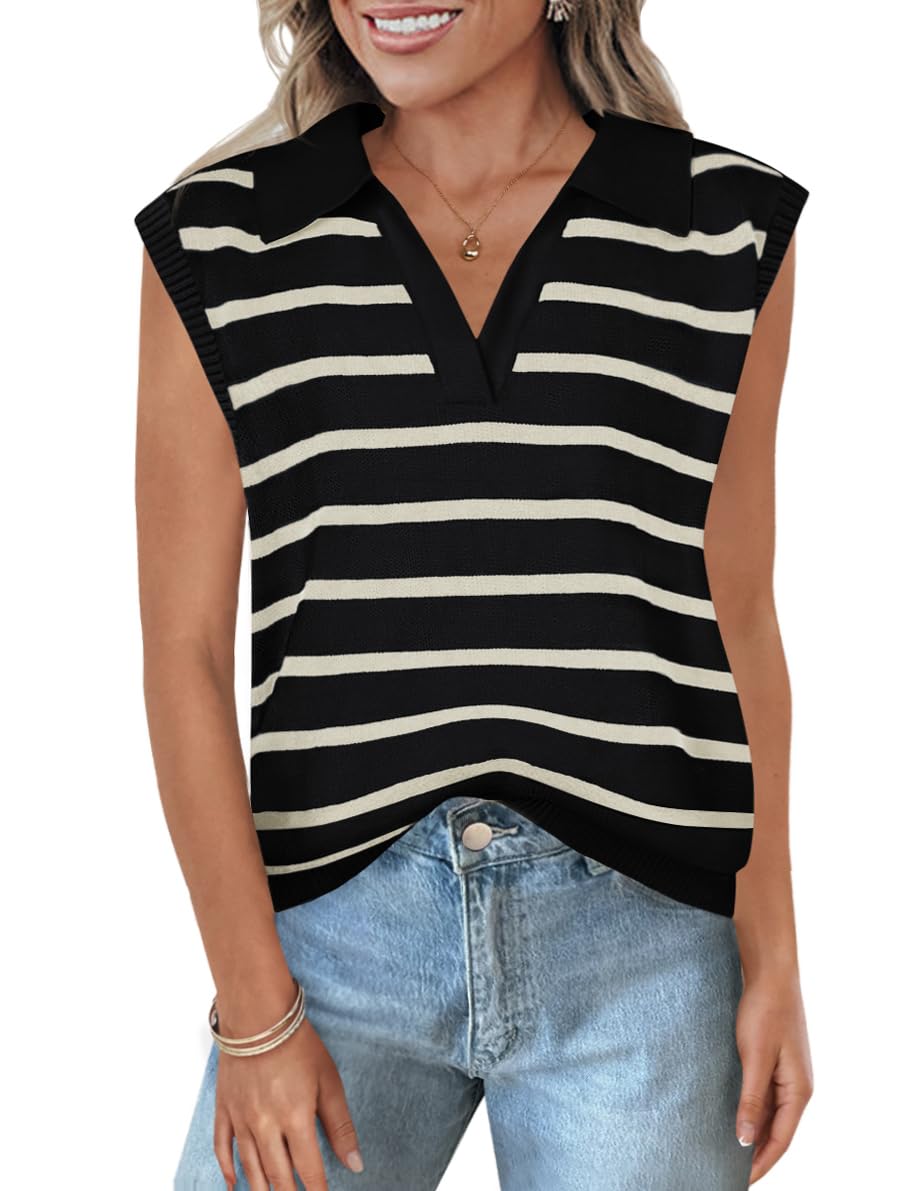 Luxuii Women's 2024 V-Neck Sleeveless Ribbed Knit Tank Top