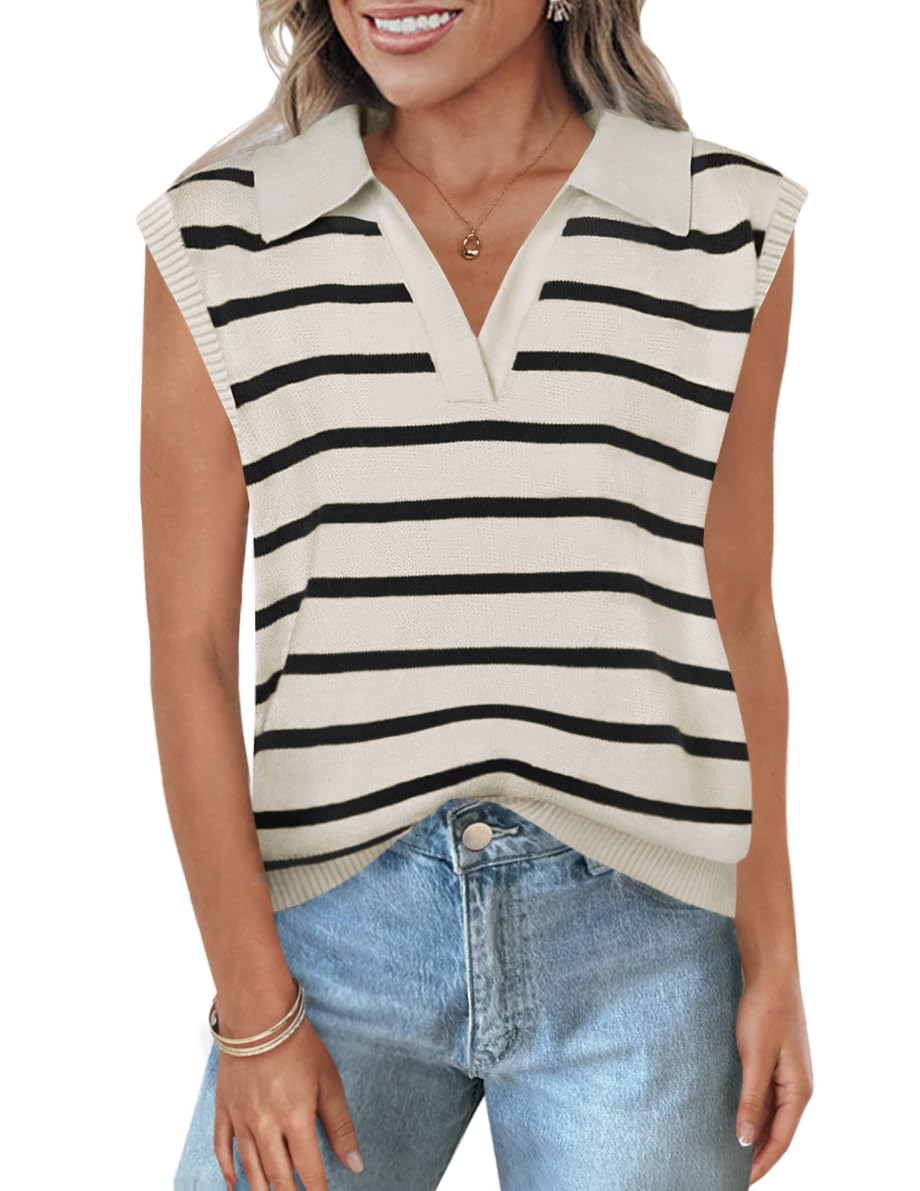Luxuii Women's 2024 V-Neck Sleeveless Ribbed Knit Tank Top
