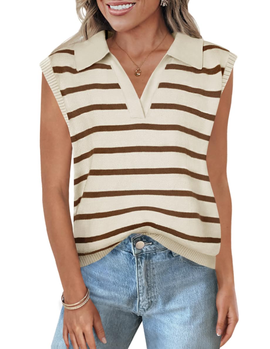 Luxuii Women's 2024 V-Neck Sleeveless Ribbed Knit Tank Top