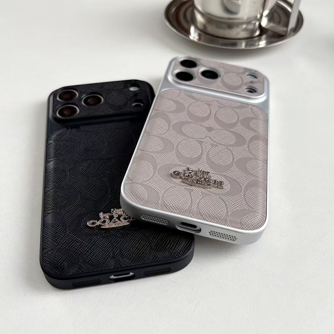 Luxury Monogram Protective iPhone Case – Designer Leather Finish