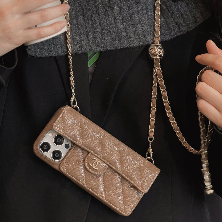 Luxury Crossbody Wallet iPhone Case with Chain Strap