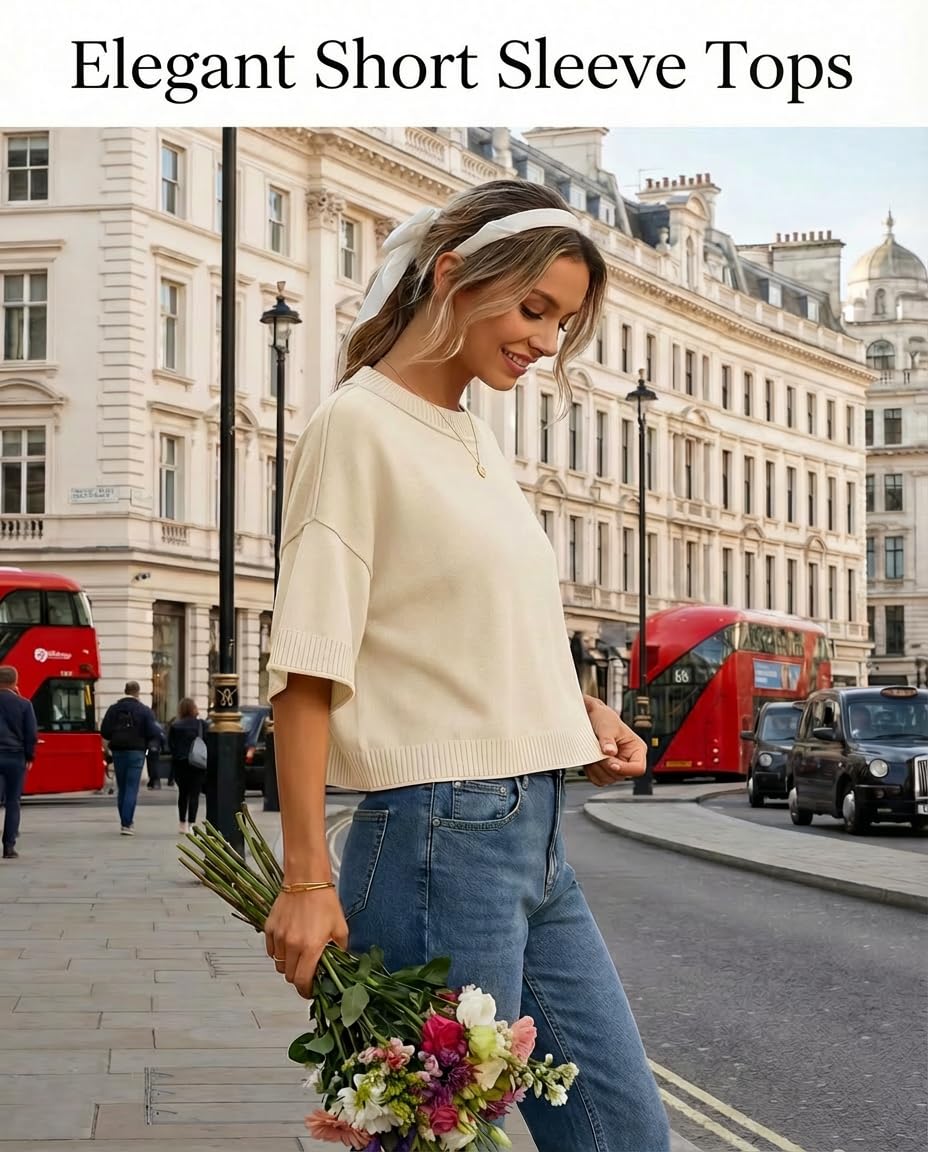 Luxuii Sweaters Summer Oversized Crewneck Soft Knit Cropped Tops