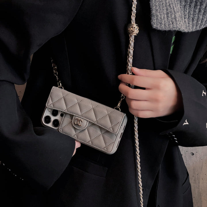 Luxury Crossbody Wallet iPhone Case with Chain Strap
