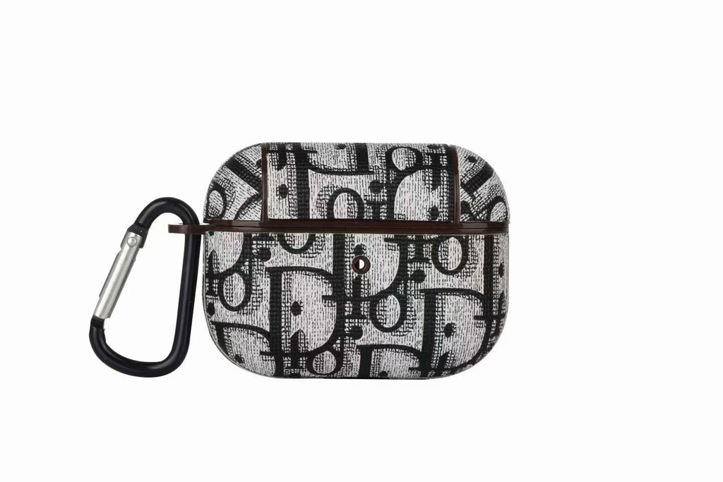 Designer-Style Monogram AirPods Case with Hook