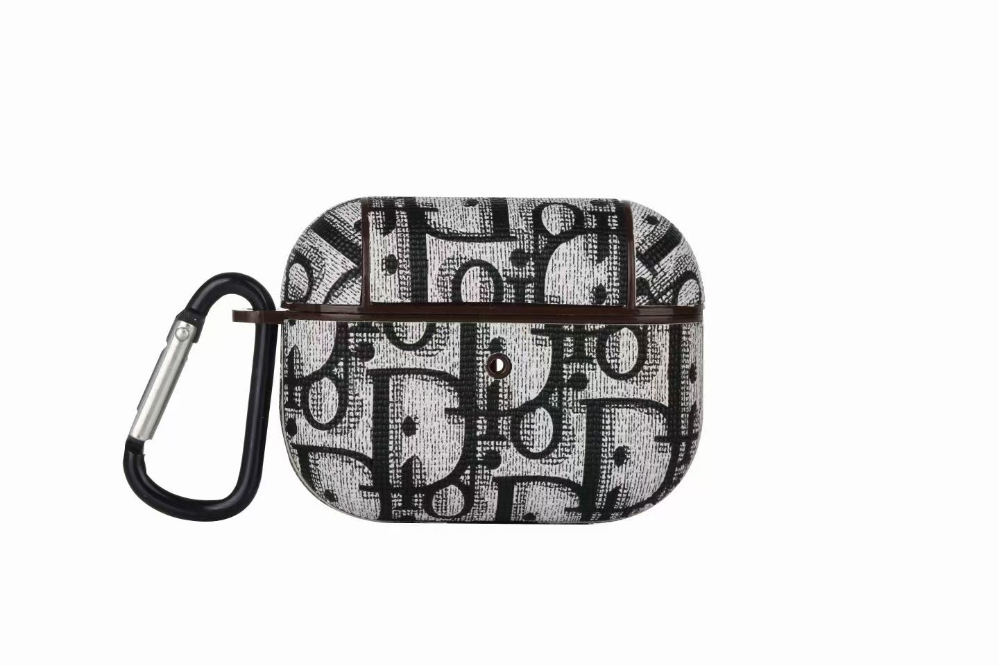 Designer-Style Monogram AirPods Case with Hook
