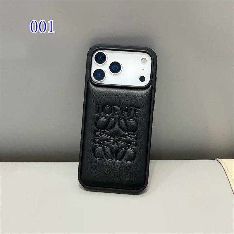 Luxury Inspired Leather iPhone Case with Embossed Anagram Logo