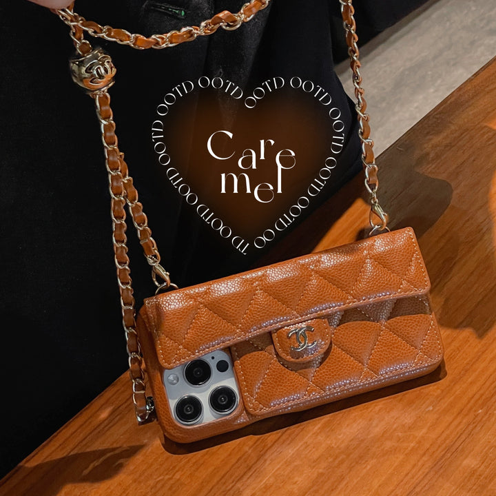 Luxury Crossbody Wallet iPhone Case with Chain Strap
