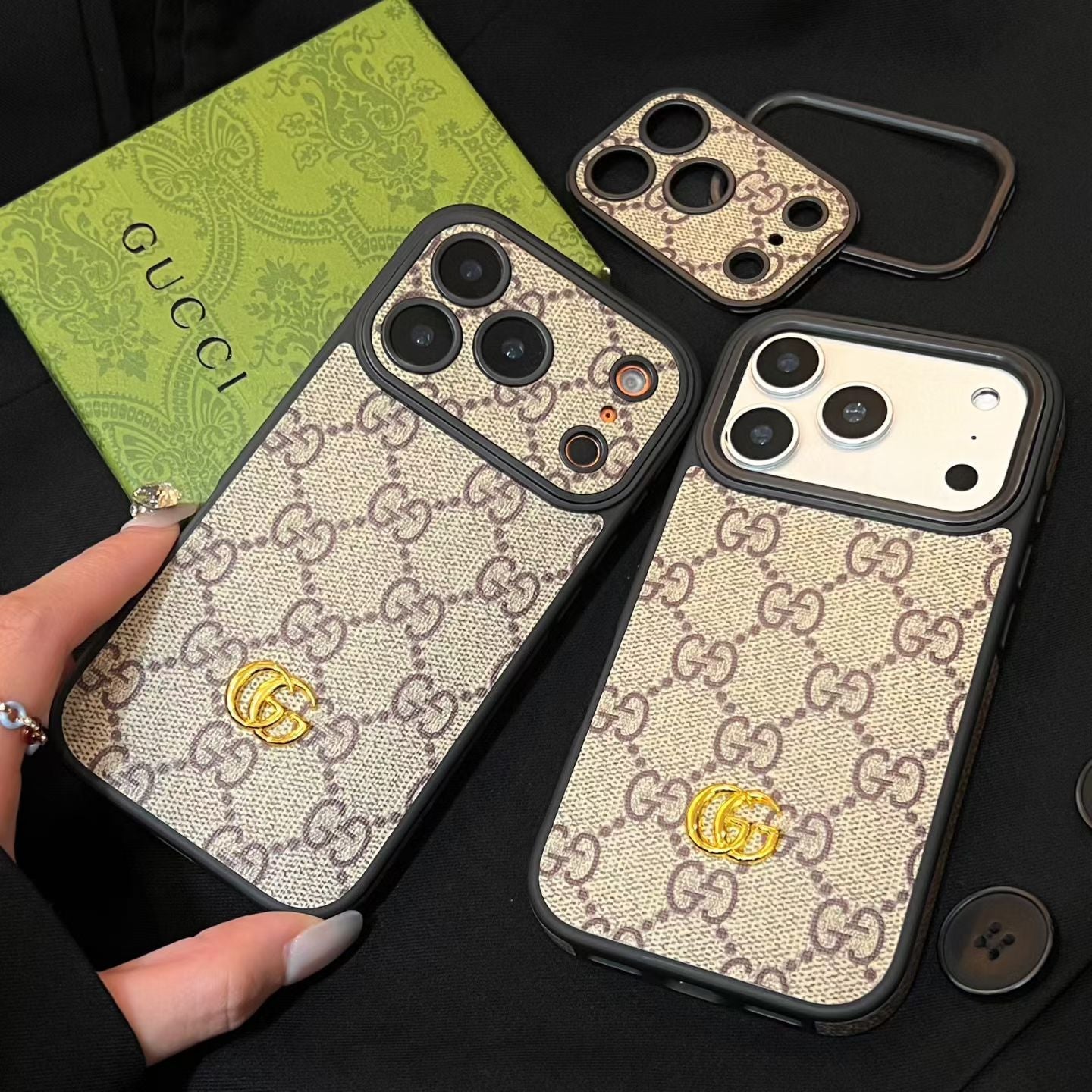 Luxury iPhone Case with Interchangeable Camera Lens Frames