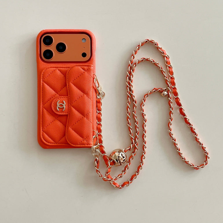 Luxury Crossbody Wallet iPhone Case with Chain Strap