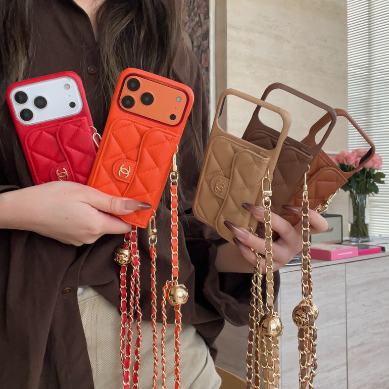 Luxury Crossbody Wallet iPhone Case with Chain Strap