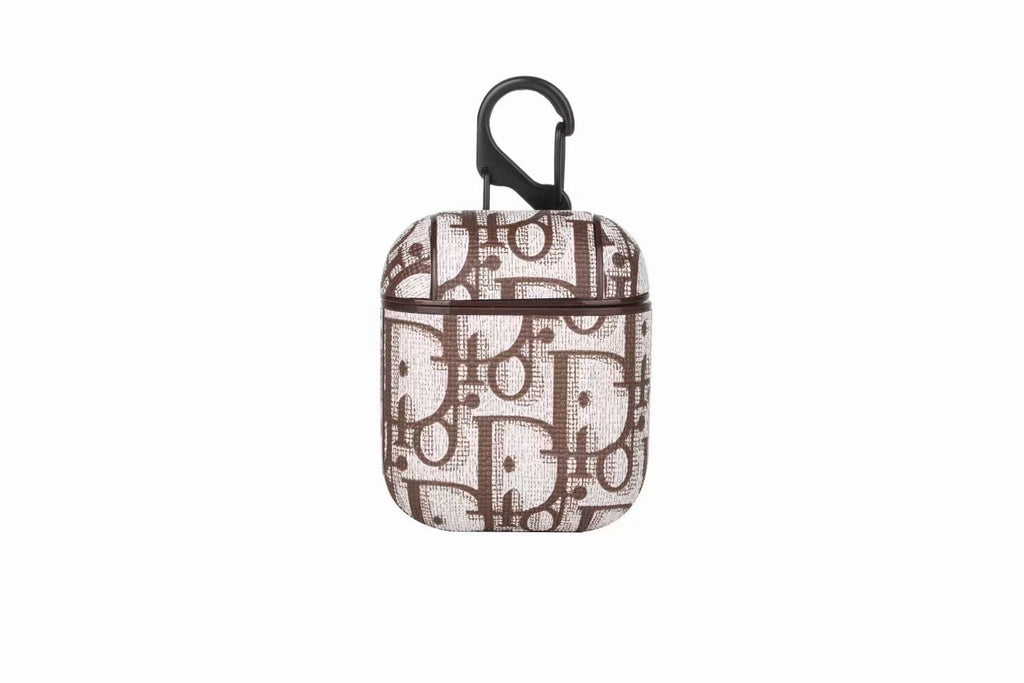 Designer-Style Monogram AirPods Case with Hook