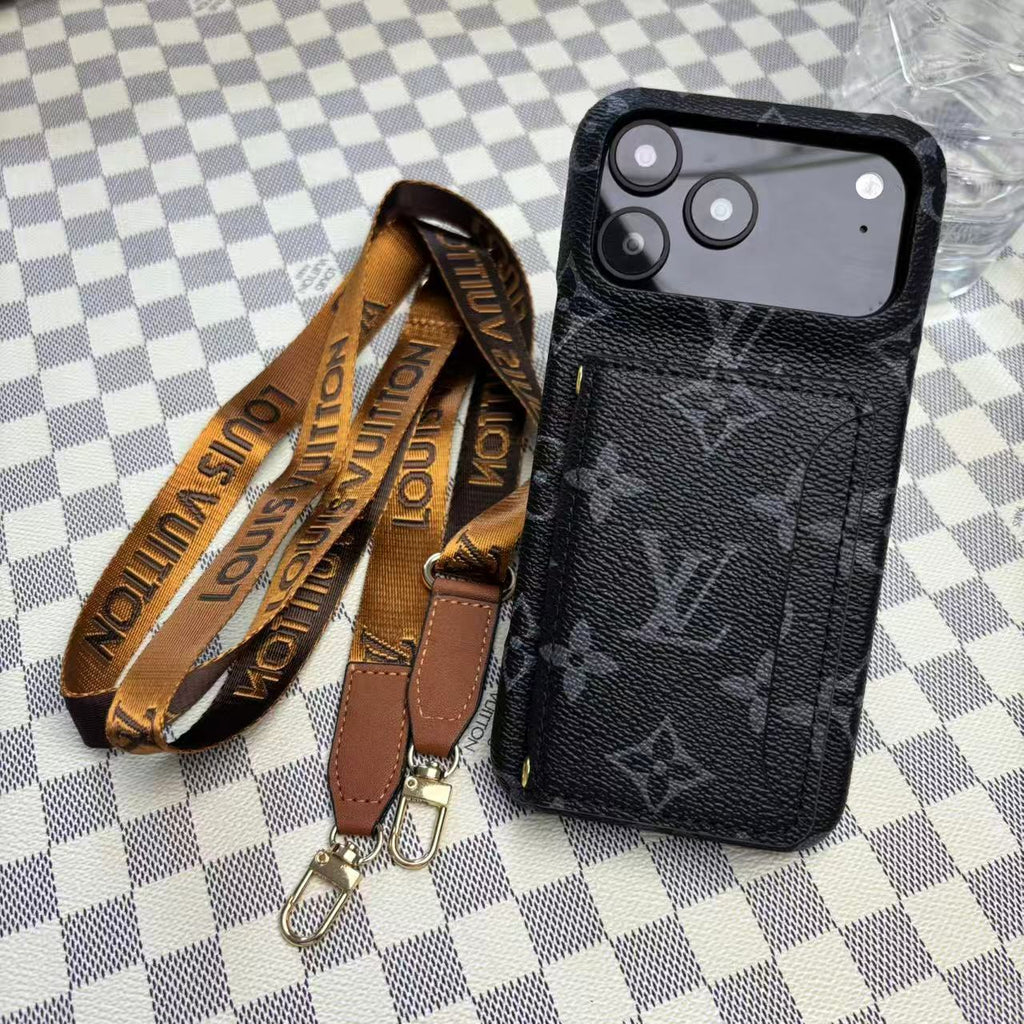 Monogram Leather Phone Case For iPhone 13-17 Series