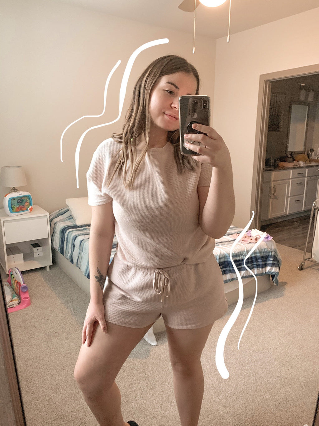 Luxuii Waffle Knit Lounge Pajama Set