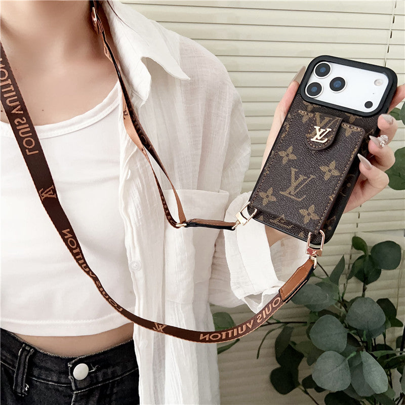 Leather Card Holder Case Crossbody for iPhone 12-17 Series