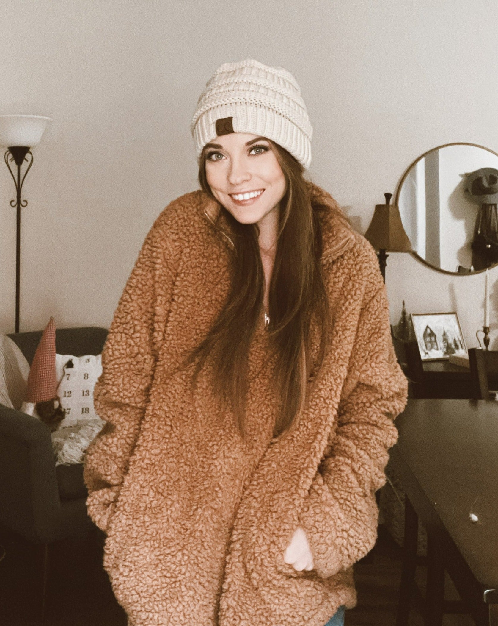 Luxuii Zipper Sherpa Fleece Sweatshirt Pullover