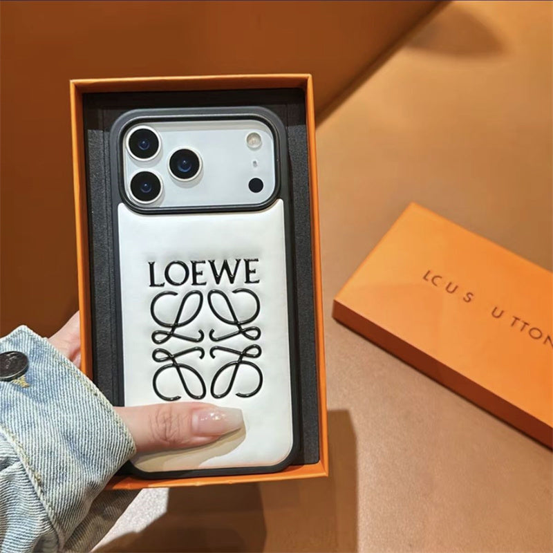 Luxury Inspired Leather iPhone Case with Embossed Anagram Logo