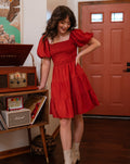 Luxuii Off Shoulder Square Neck Puff Sleeve Smocked ini Dress
