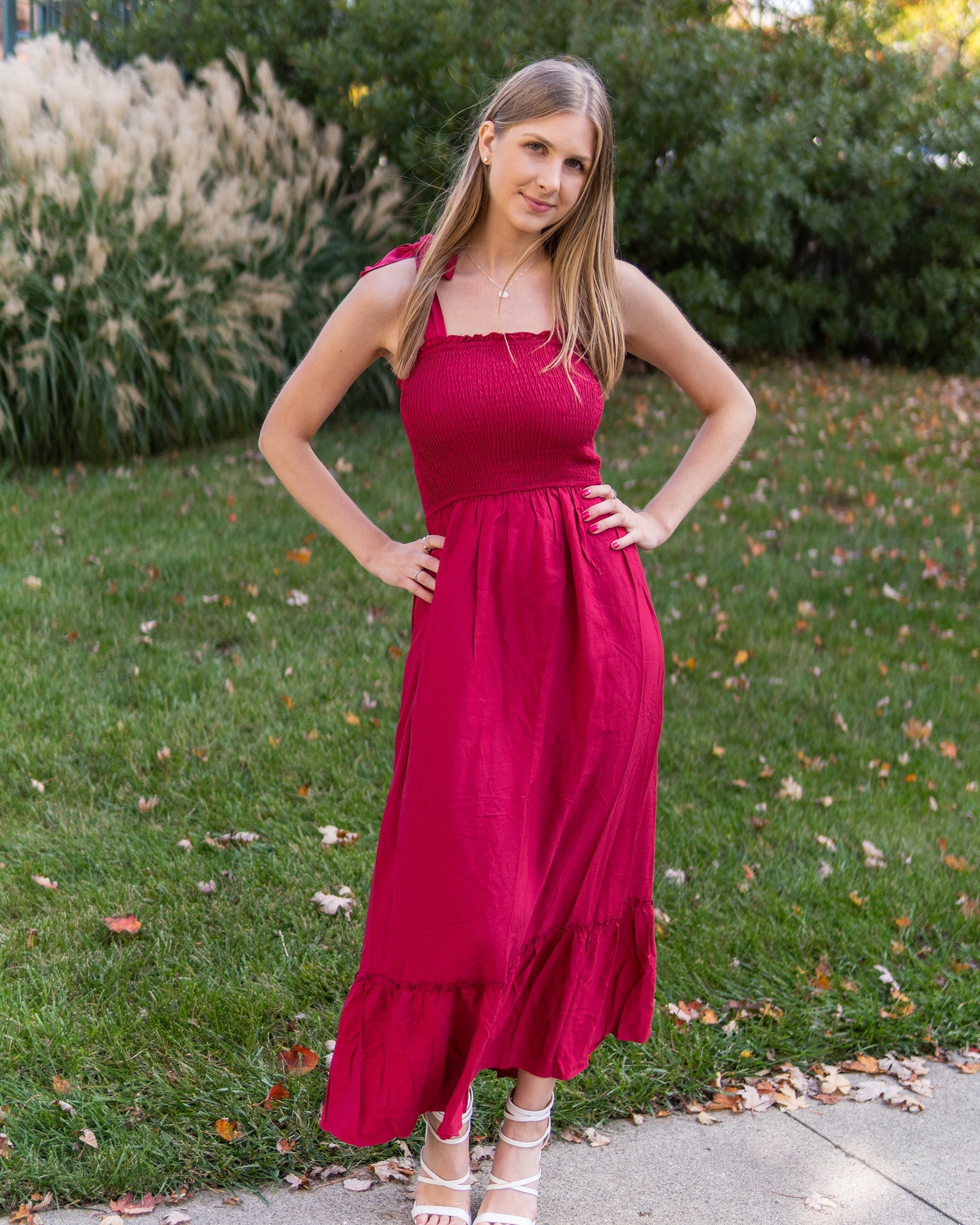 Luxuii Spaghetti Strap Ruffle Maxi Dress