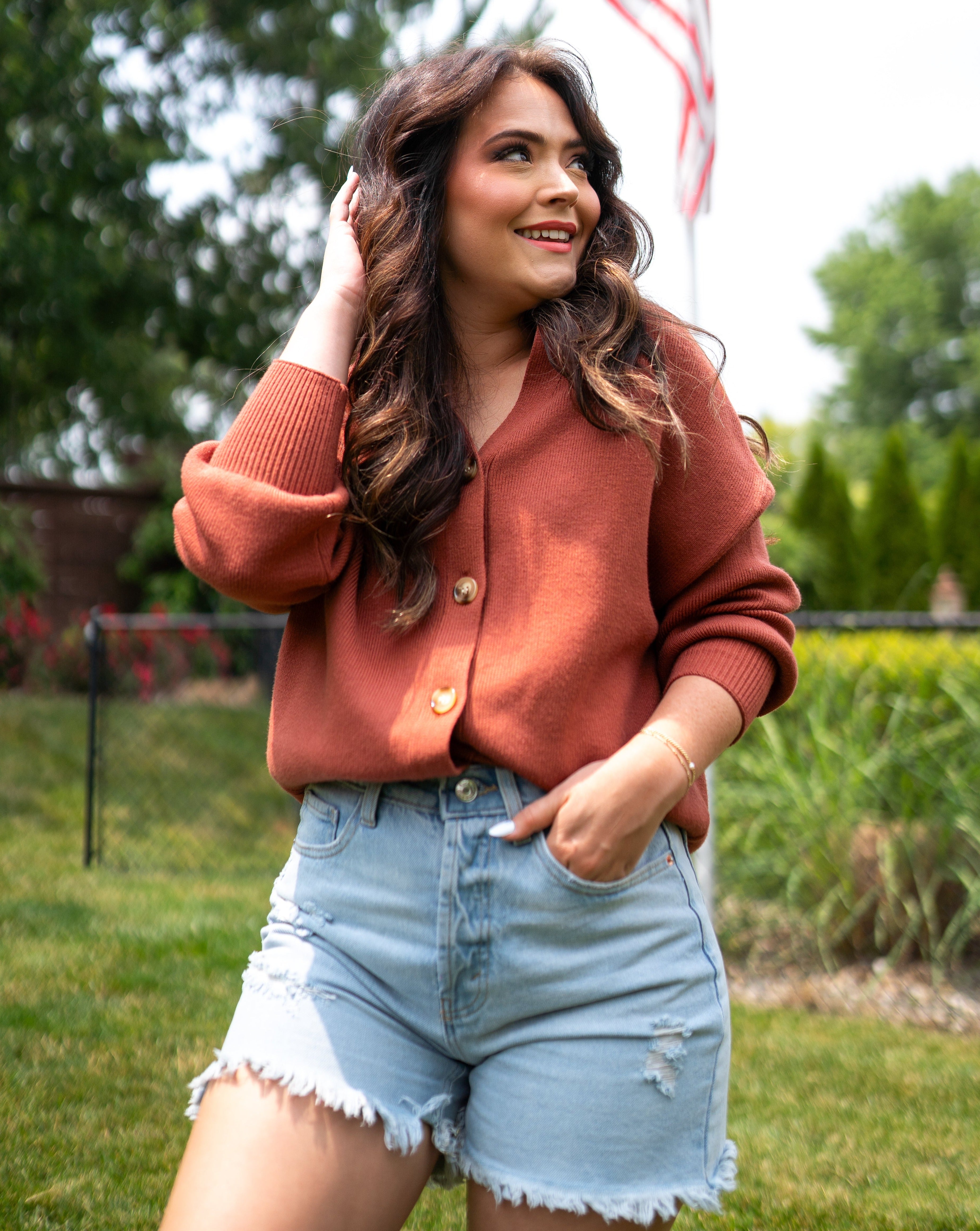 Luxuii V Neck Button Down Open Front Oversized Knit Cardigan