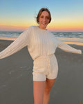 Luxuii Cable Knit Pullover Tops and Drawstring Shorts Lounge Set