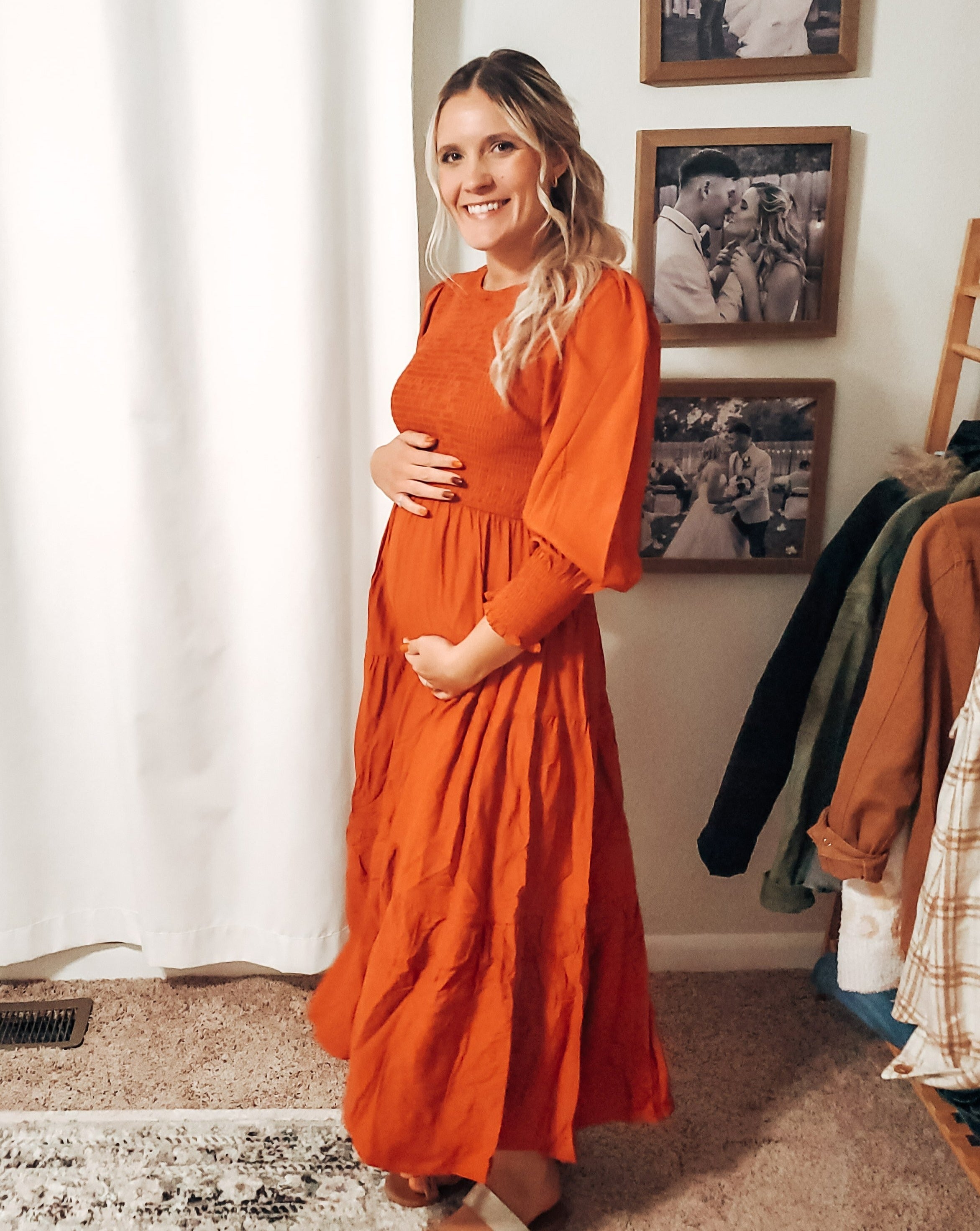 Luxuii High Waist Smocked Flowy Tiered Midi Dress