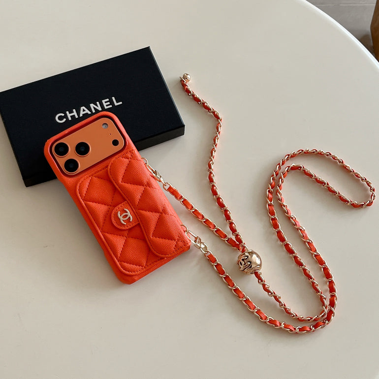 Luxury Crossbody Wallet iPhone Case with Chain Strap