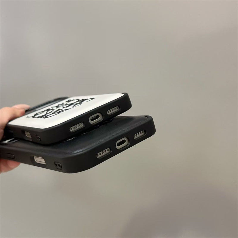 Luxury Inspired Leather iPhone Case with Embossed Anagram Logo