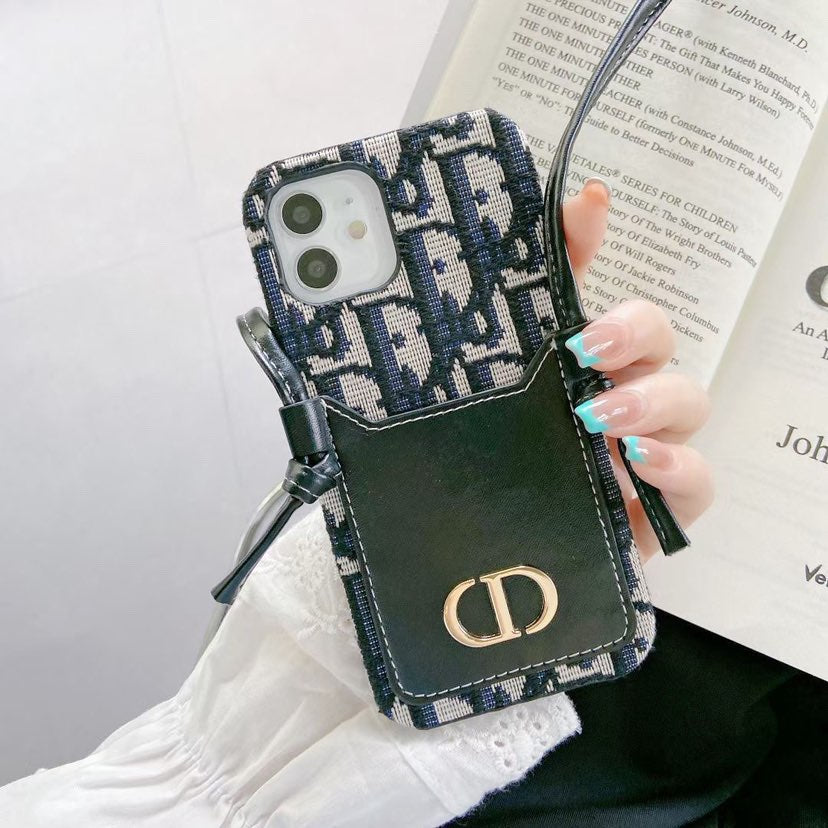 Luxury iPhone Case With Card Pocket & Lanyard