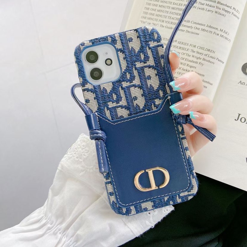 Luxury iPhone Case With Card Pocket & Lanyard