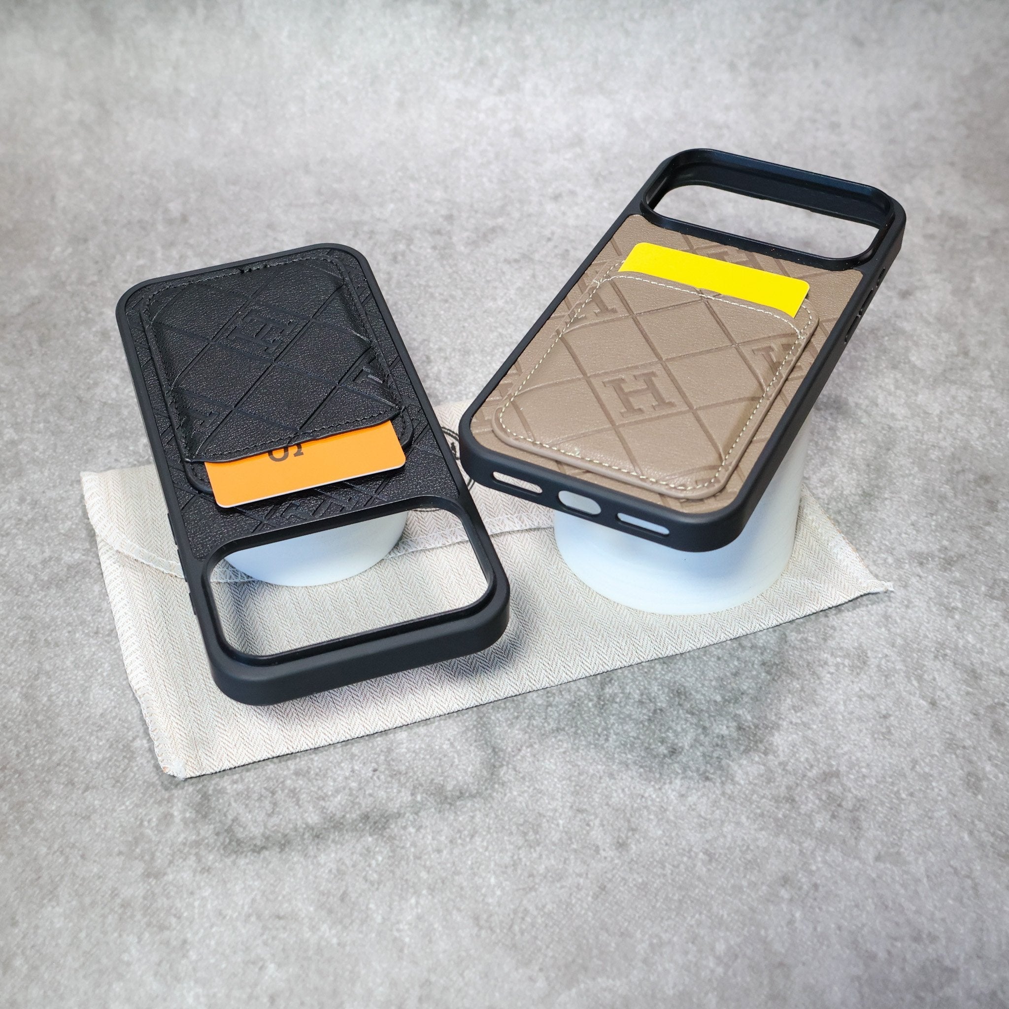 Stamped Leather Case With Card Holder For iPhone 17 / 16 / 15 / 14
