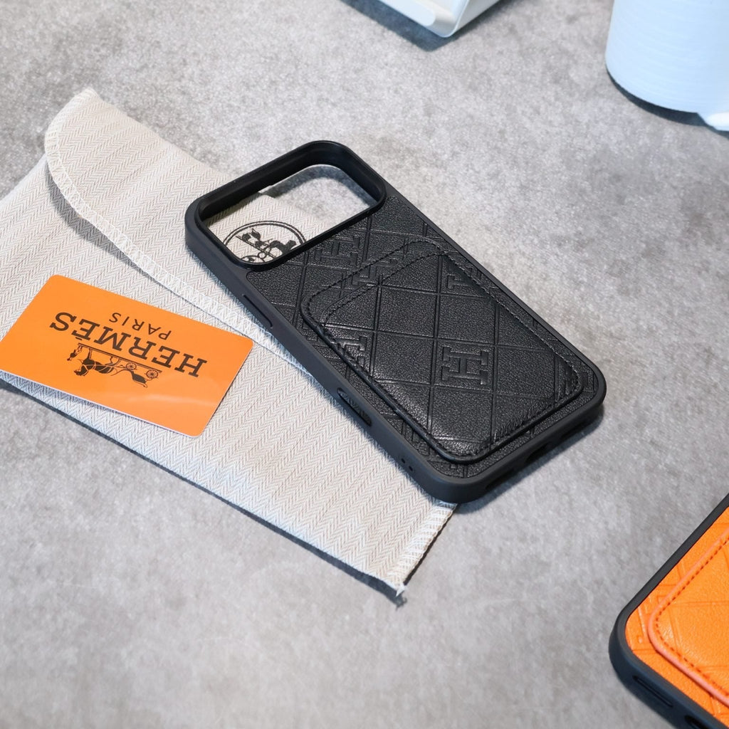 Stamped Leather Case With Card Holder For iPhone 17 / 16 / 15 / 14