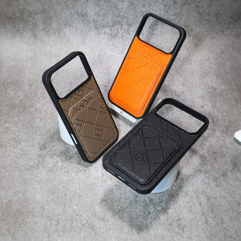 Stamped Leather Case With Card Holder For iPhone 17 / 16 / 15 / 14