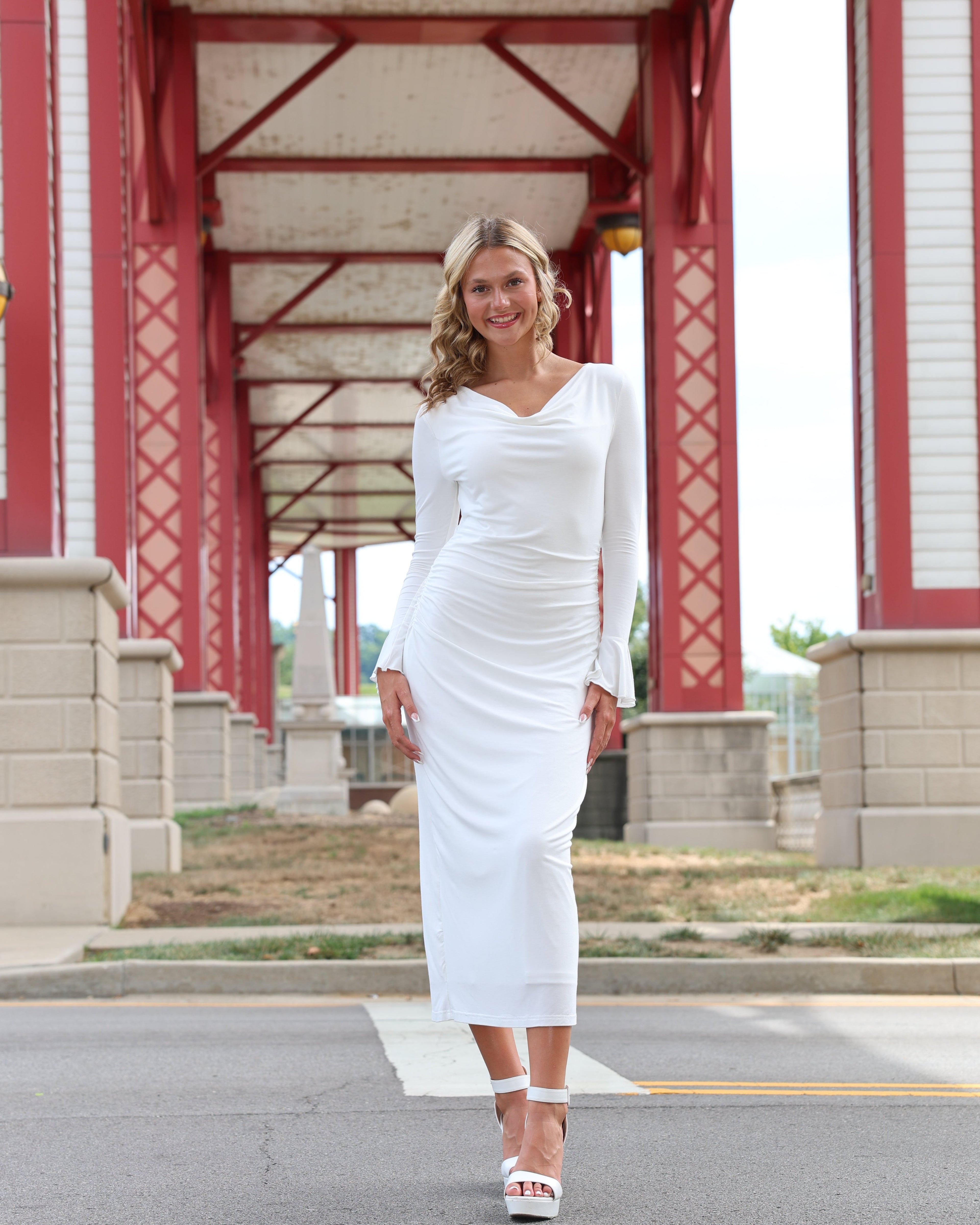 Luxuii Bodycon Cowl Neck Ruched Back Slit Party Cocktail Dresses