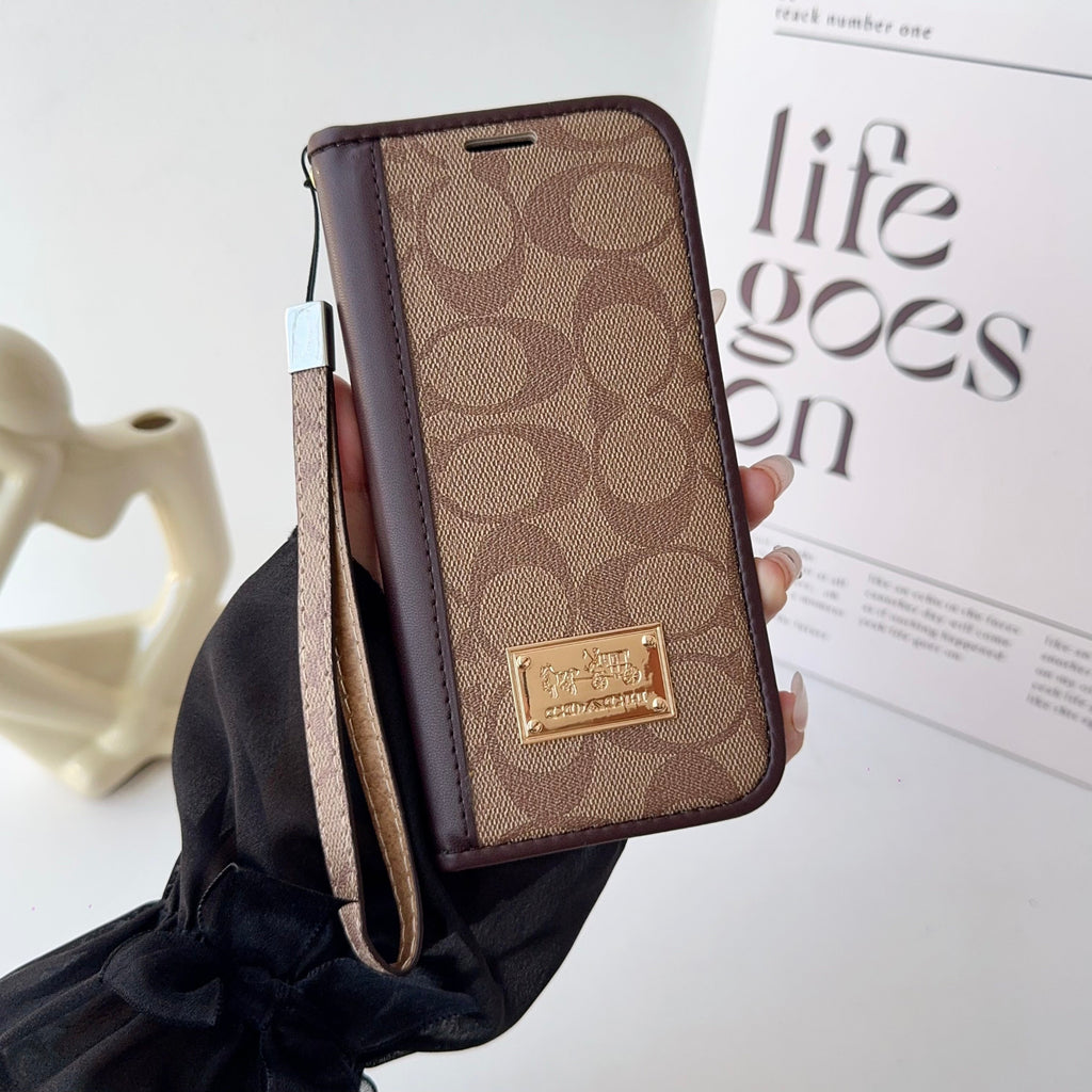 Leather Fold iPhone Case With Wallet And Strap