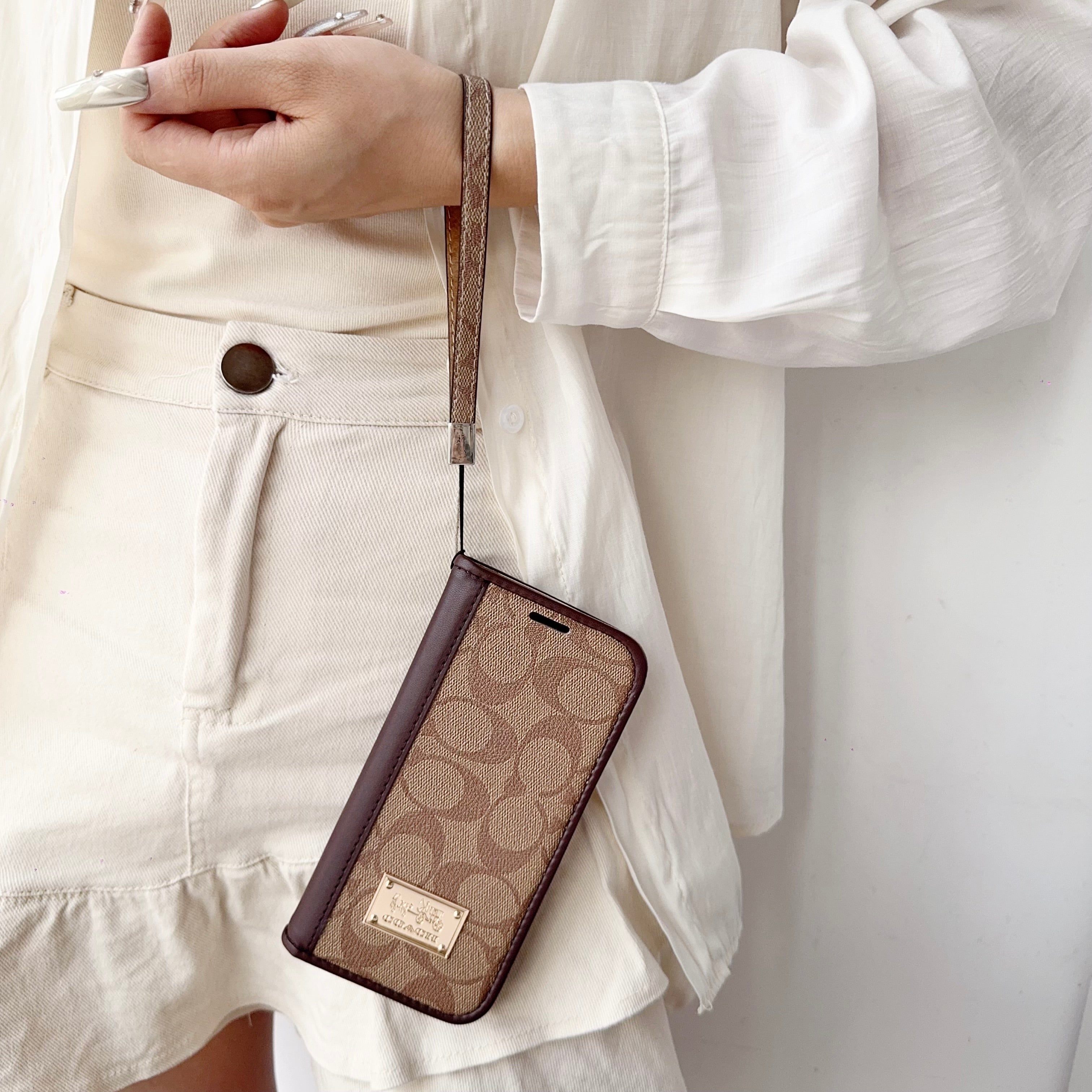 Leather Fold iPhone Case With Wallet And Strap