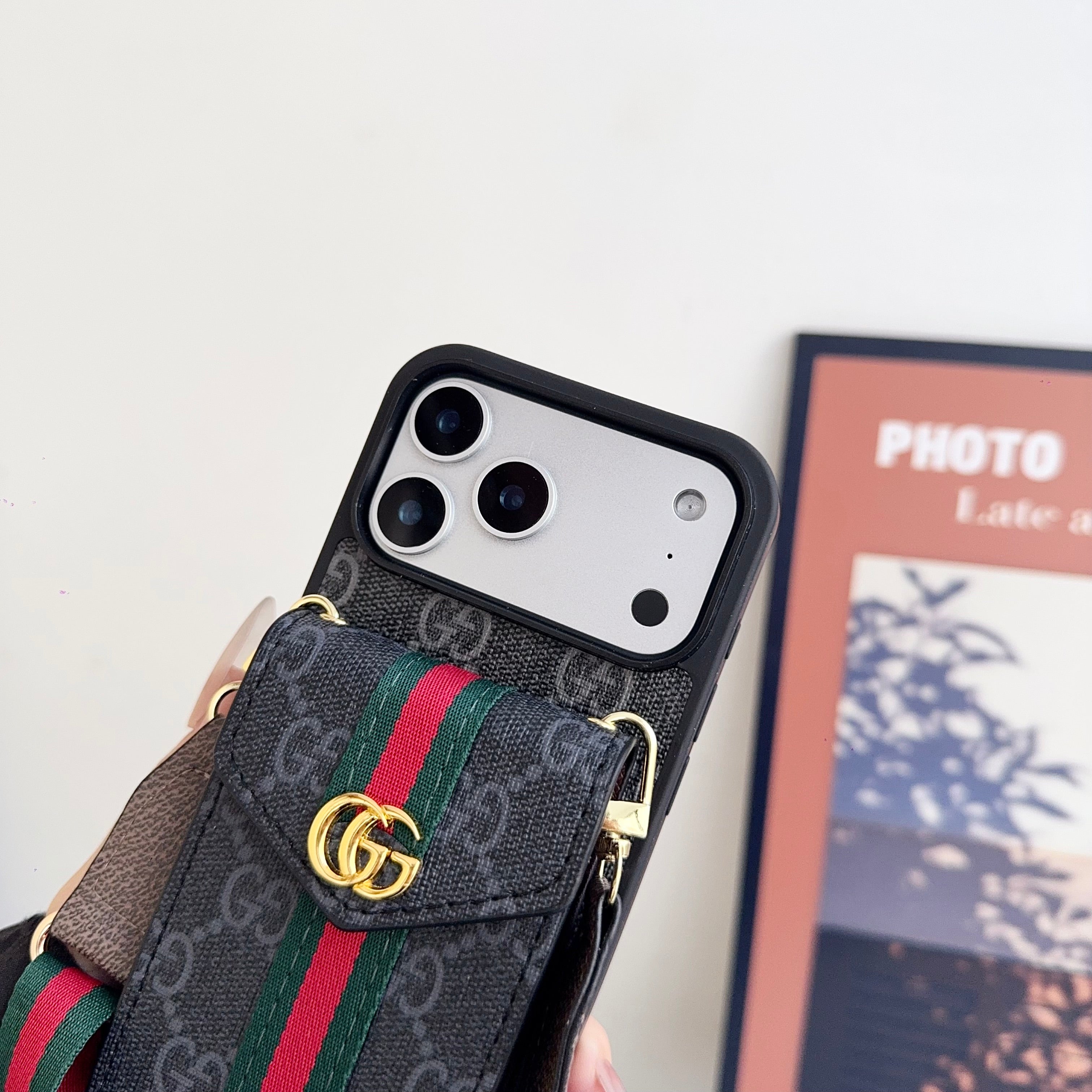 Classic Leather iPhone Case With Card Holder And Strap