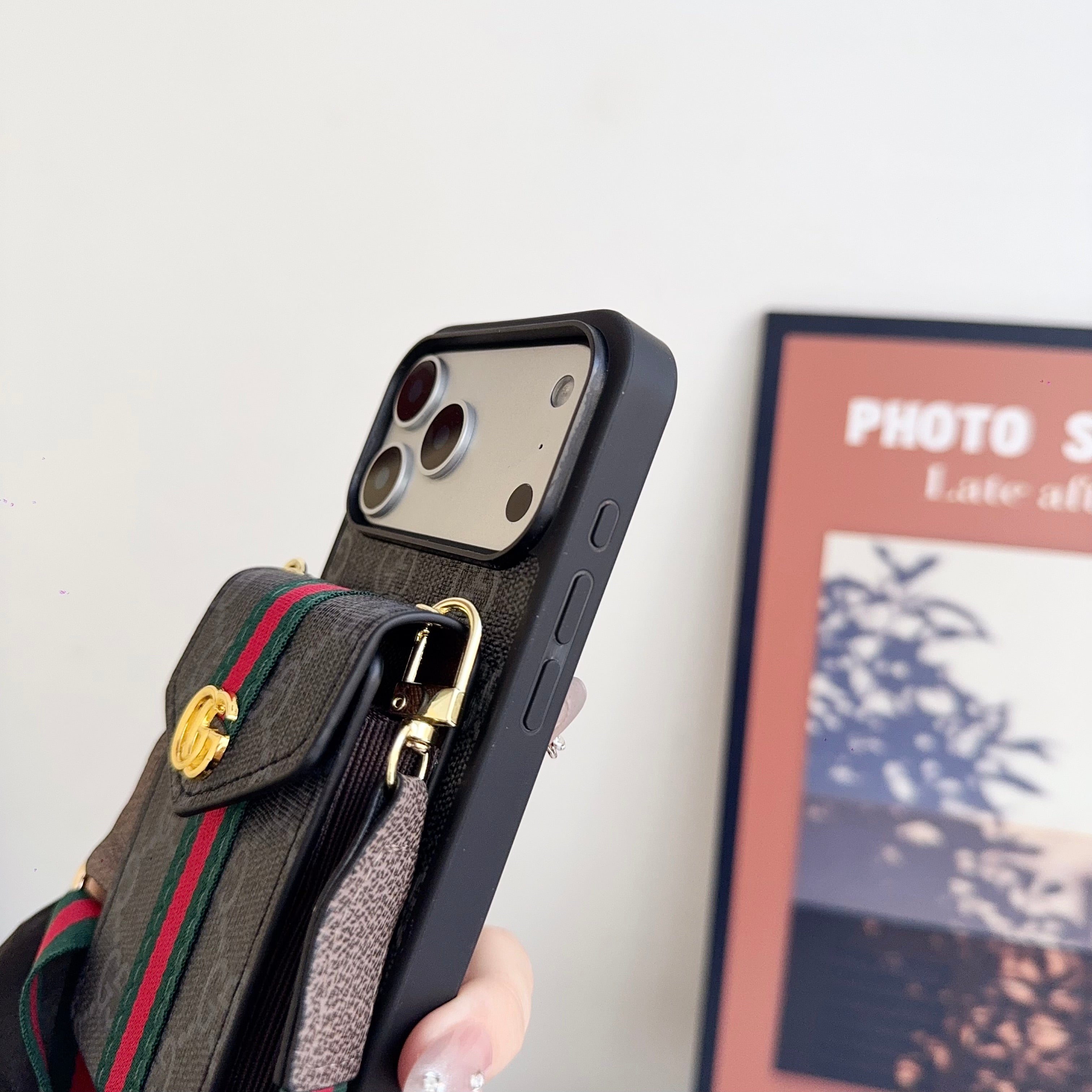 Classic Leather iPhone Case With Card Holder And Strap